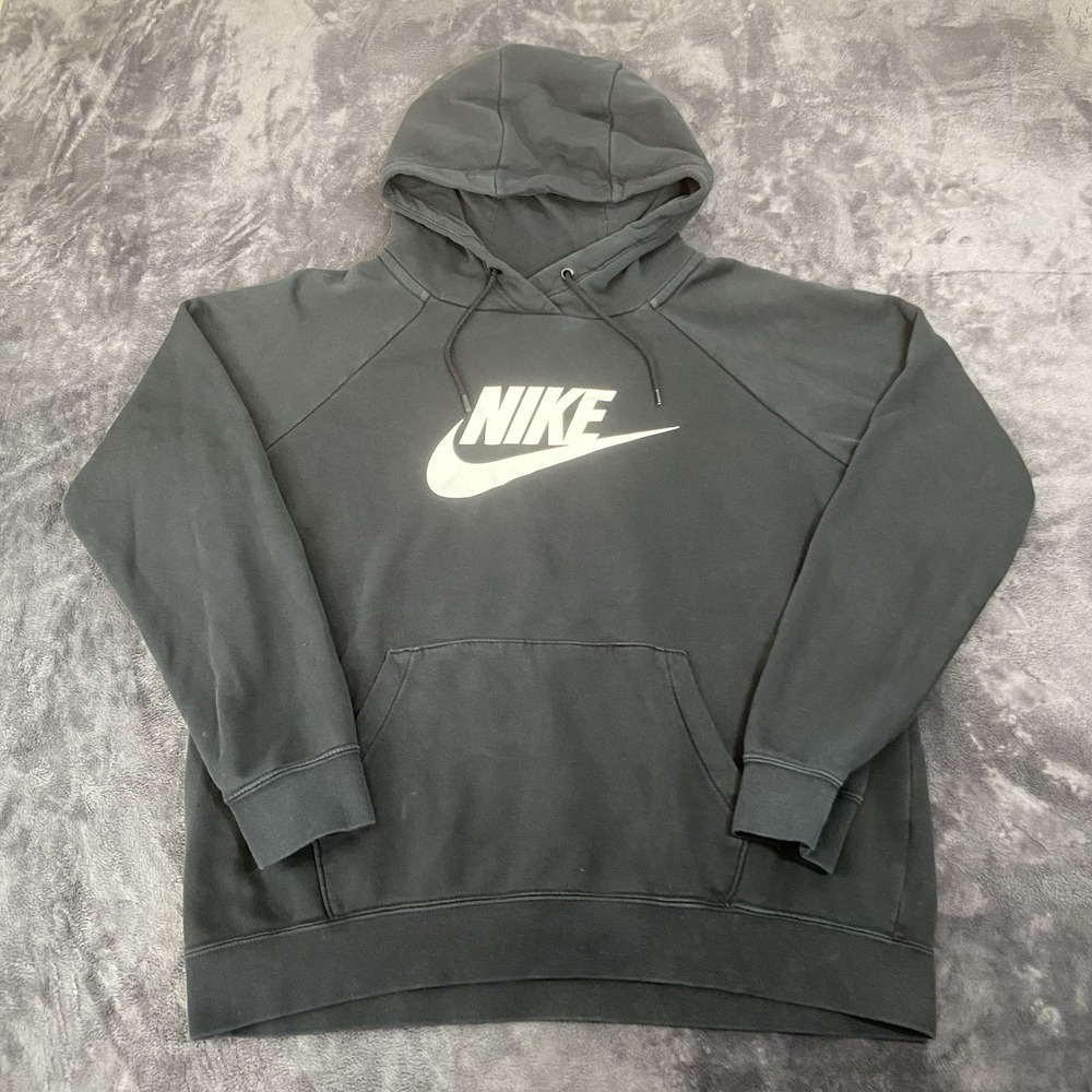 Nike Sportswear Hoodie Womens Large Black Essential Fleece Pullover - Picture 1 of 5